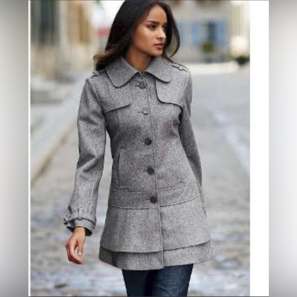 Guess peplum pea coat gray used like new size S - Picture 1 of 8